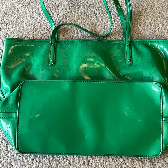 Kate Spade Tote Womens Green Patent Perforated Shoulder Bag Double Handles - Picture 3 of 15